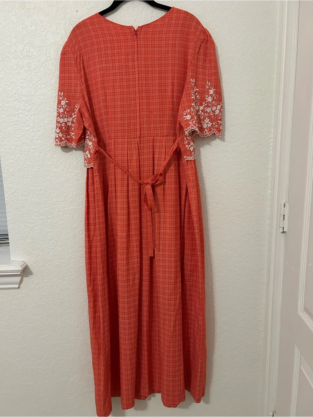 Vintage Sarah Elizabeth Maxi Dress Embroidered Rayon Cottagecore Prairie Size 16